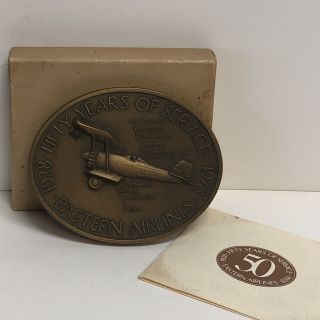 Antique Eastern Airlines 50 Years Of Service 1978 Medal W/ Certificate