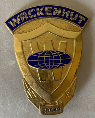 Vintage Wackenhut Security Guard Numbered Gold Badge By Blackinton