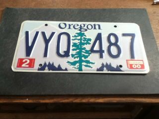 License Plate Tag Oregon Vyq 487 2000 Vintage Rustic Usa