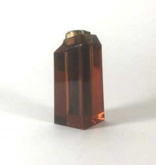 Vintage Mid Century Mcm Lucite Amber Table Top Lighter Holder 3.  5 "
