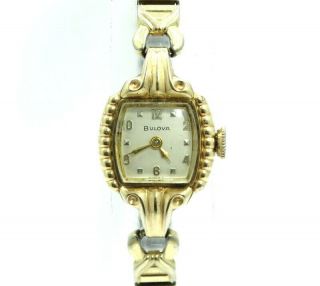 Ladies Vintage Petite Bulova 10k Gold Filled Gf 17 Jewels 6cl Hand Winding Watch