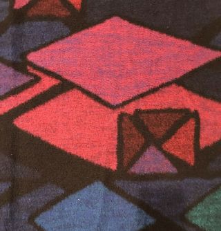 Vintage Biederlack Blanket Geometric Stained Glass Design Blanket Throw USA 3