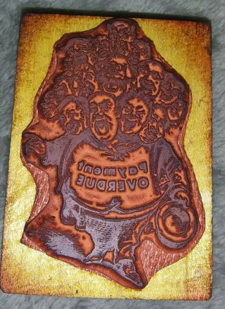 Vintage Comic Cartoon PSX Wood Rubber Stamp PAYMENT OVERDUE Man w/Multiple Heads 2