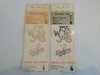 1978 Vintage Los Angeles Dodgers World Series Ticket Stubs Baseball Mlb Game 1 6