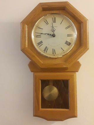 Daniel Dakota Wall Clock Quartz Westmaster Clock 1c Batterie Regulator Chime Oak