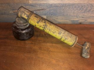 Vintage Flit Insect / Bug Sprayer W/ Amber Glass Canister 1st Generation