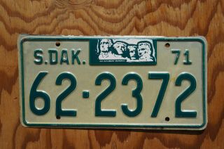 1971 Union County South Dakota Mt Rushmore License Plate 62 - 2372