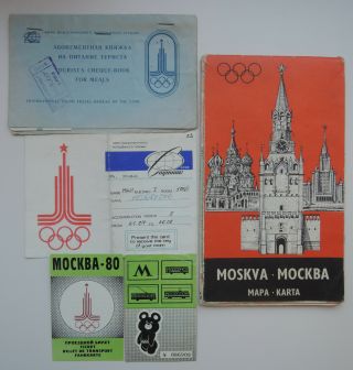 Olympic Games Moscow 1980 Olympics Map Transport Ticket Book For Meals,  Cards