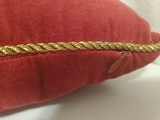 Vintage Chaps Ralph Lauren Throw Pillow Red Velvet Metallic Embroidery Crest 3