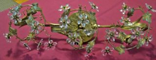 Rare,  Unique - Antique/vintage Crystal Flowers & Brass Ceiling Light Fixture