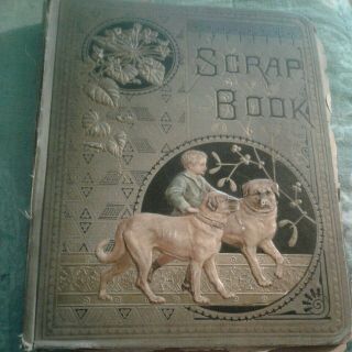 Antique 1886 Victorian Scrapbook Album 50 Pages Over 200,  Cards,  Cut Outs,  Ect.