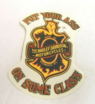 Harley - Davidson " Put Your Ass On Some Class " Vintage Decal 3 - 1/6 " X 2 - 1/8 "