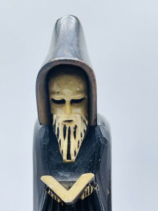 VTG HAND CARVED WOOD MONK PRIEST FRIAR READING BOOKENDS BOOK ENDS MEXICO 1940 ' S 2