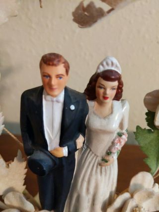 Vintage Coast Novelty Bride & Groom Wedding Cake Topper w FlowerBell 1947 2