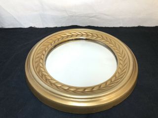 Vintage 10” Gold Gilt Ornate Accent Wall Mirror Antique Styled Round Plaster