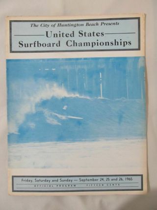 1965 Us Surfboard Championships Huntington Beach Program Surfer Surfing Booklet