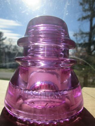 Vintage Hemingray 42 Cd 154 Glass Insulator Stained Light Amethyst Purple