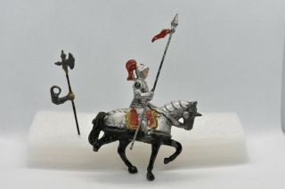 Vintage Britains? Crescent? Medieval Mounted Knight Metal Diecast Soldier 1:32