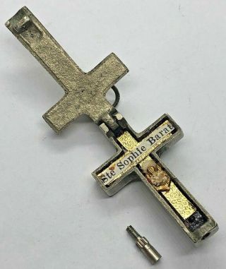 † Antique Pendant Reliquary Crucifix W Relic Of Saint Madeline Sophie Barat †