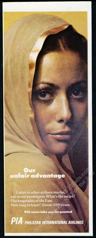 1969 Pia Pakistan International Airlines Stewardess Photo Vintage Print Ad