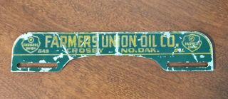 Vintage Farmers Union Oil Co.  Crosby,  North Dakota License Plate Topper