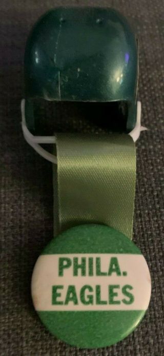 1960’s Nfl Philadelphia Eagles Pin/button With Plastic Helmet,  Ribbon