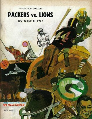 1967 10/8 Nfl Football Program,  Green Bay Packers Detroit Lions Good