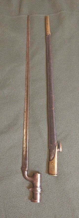 British English Antique Model 1876 Martini Henry Socket Bayonet W/ Scabbard