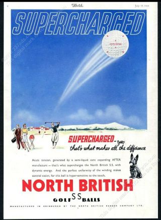 1939 Scottie Dog Scottish Terrier Art North British Golf Balls Vintage Print Ad