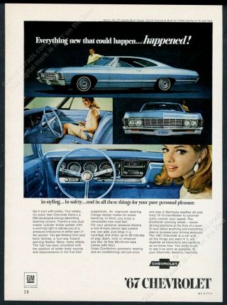 1967 Chevrolet Impala Sport Coupe Blue Car 4 Photo Vintage Print Ad