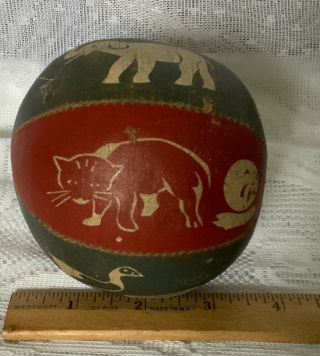 Vintage Antique Oilcloth Oil Cloth Toy Ball Child’s Baby Animals Cat Elephant