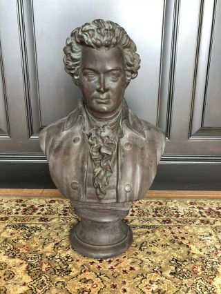 Vintage 18 " Large Bust Of Mozart Music Sculpture Statue Art Plaster