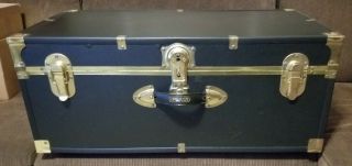 Vintage Seward Travel Trunk Storage Chest,  Coffee Table 30x16x12 Black/gold