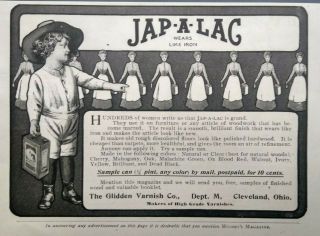 1902 Japalac Varnish Cleveland Ohio Glidden Paint Vintage Print Ad