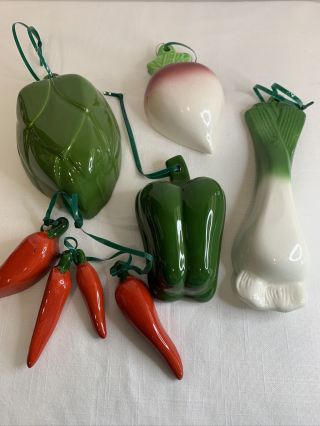 Vintage Avon Ceramic Vegetable Measuring Cups Red Pepper Onion Artichoke Turnip