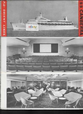 P & O Orient Lines Deck Plans & Brochure S.  S.  Canberra First Class 1960 