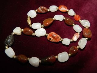 Vintage Natural Polished Scottish Agate Bead Necklace