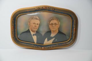 Antique Victorian Frame With Bubble Glass W/ Hand Tinted Photo Couple