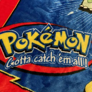 VINTAGE Pokemon Nintendo Pikachu Charmander Throw Blanket SOFT COMFY 44.  5” X 50” 2