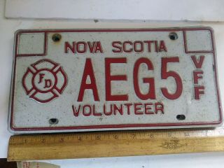 Nova Scotia Volunteer Fire Fighter License Plate Tag Aeg5