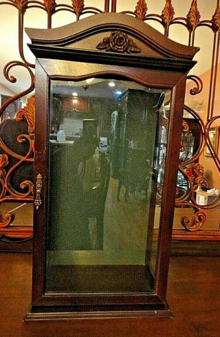 Vintage Wood Glass Door Wall Hanging Display Cabinet