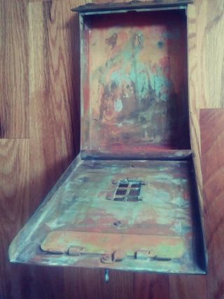 Vintage Copper Metal Wallmount Mailbox 3