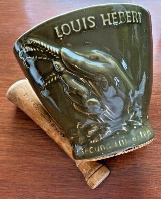 Vintage Schering Commemorative Louis Hebert Glass & Wood Mortal & Pestle