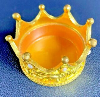 Vintage Brass Crown Trinket Tray Jewelry Holder Wt 5.  3 Oz