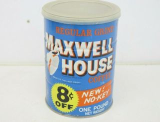 Vintage Maxwell House 1 Lb.  Key Wind Coffee Tin Can General Foods Usa No Lid M81