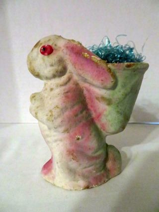 Vintage Paper Mache Easter Bunny Rabbit Candy Container Ears Down