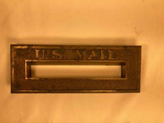 Vintage / Antique Embossed Brass Bronze Mail Box Mailbox Door Slot