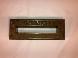 Vintage / Antique Embossed Brass Bronze Mail Box Mailbox Door Slot 2