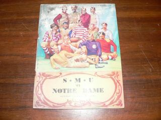 Vintage Notre Dame Vs Smu Football Game Program October 13,  1951