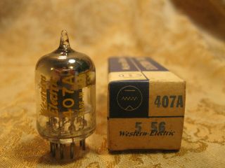 Vintage Single Nos Nib Western Electric 407a Vacuum Electron Tube Old Stock